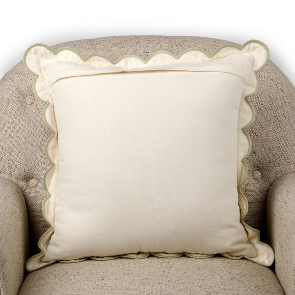 Sweet Embroidered Floral Scalloped Pillow