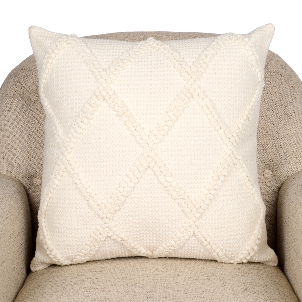 Ivory Woven Tuft Diamond Pillow