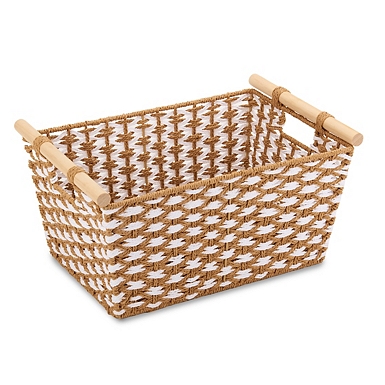 Small Natural Rope Wood Handle Basket | Kirklands Home