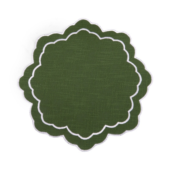 Round Green Woven Scalloped Placemat