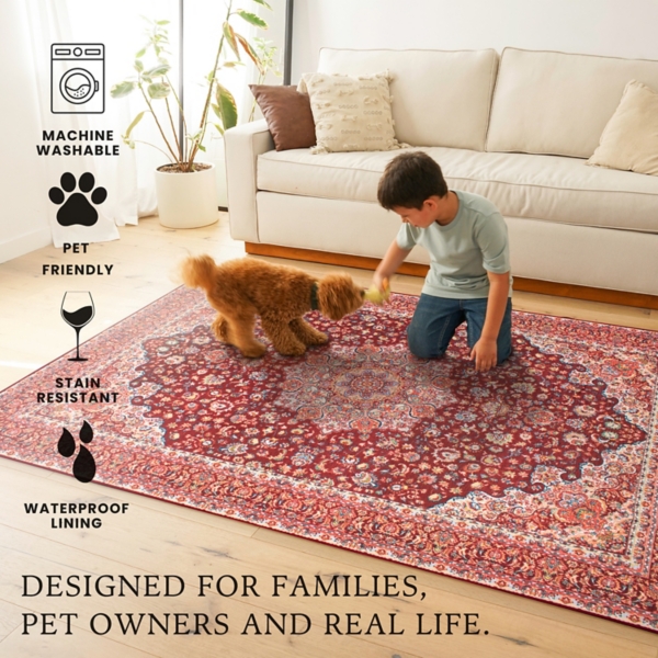 Ruby Kenya Washable Area Rug