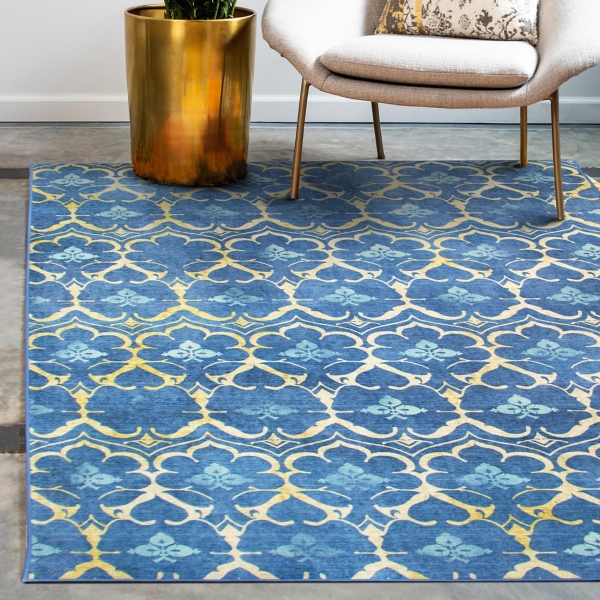 Damask Washable Area Rug