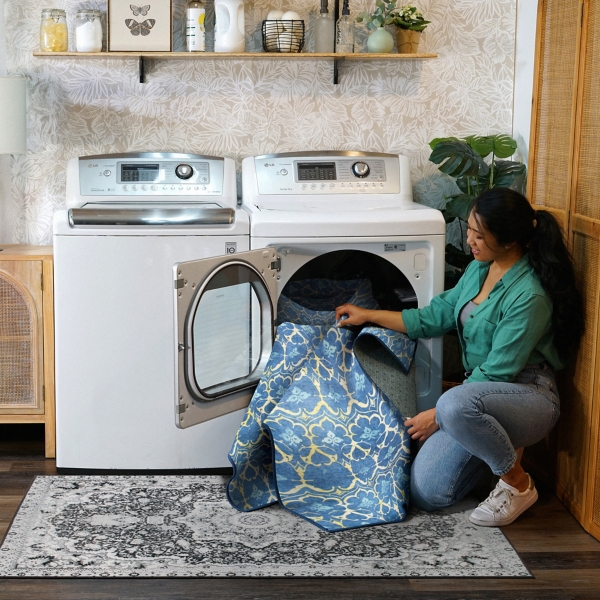 Damask Washable Area Rug