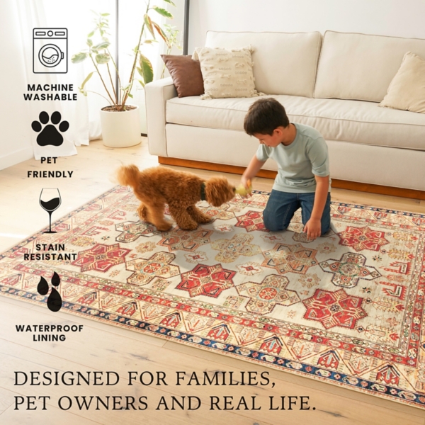 Ottoman Spice Washable Area Rug, 3x5