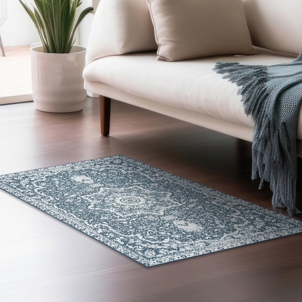 Parviz Blue Washable Area Rug, 3x5