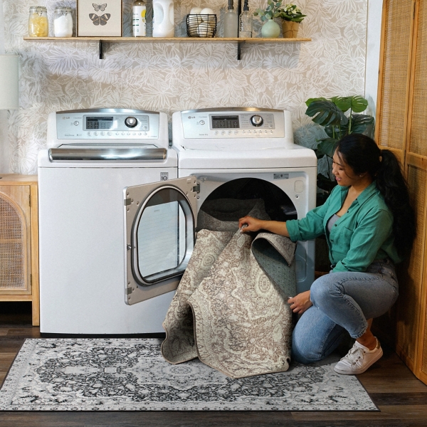 Parviz Brown Washable Area Rug