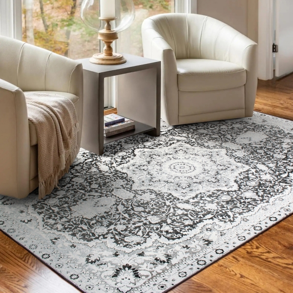 Parviz Gray Washable Area Rug, 5x7