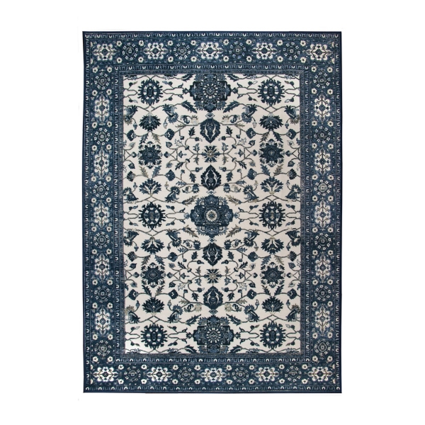 Blue Ramage Washable Area Rug, 5x7
