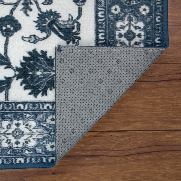 Blue Ramage Washable Area Rug, 5x7