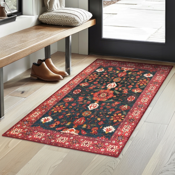 Rust Ramage Washable Area Rug