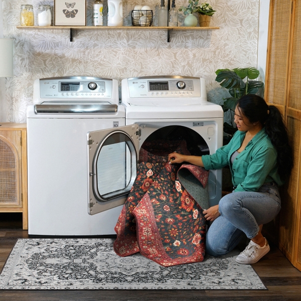 Rust Ramage Washable Area Rug, 5x7