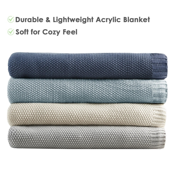 Ink + Ivy Blue Bree Knit Full/Queen Blanket
