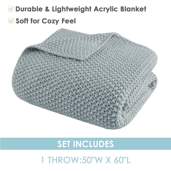 Ink + Ivy Blue Bree Knit Throw