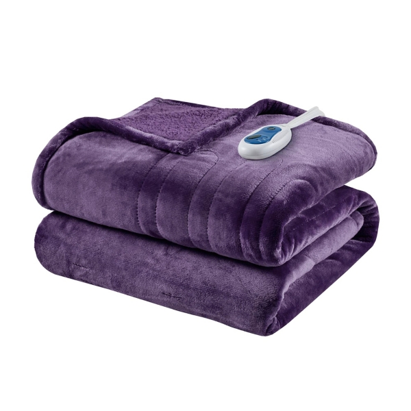 Beautyrest Berber Purple Microlight Heated Throw