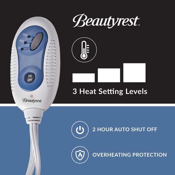 Beautyrest Gray Quatrefoil Ogee Heated Throw