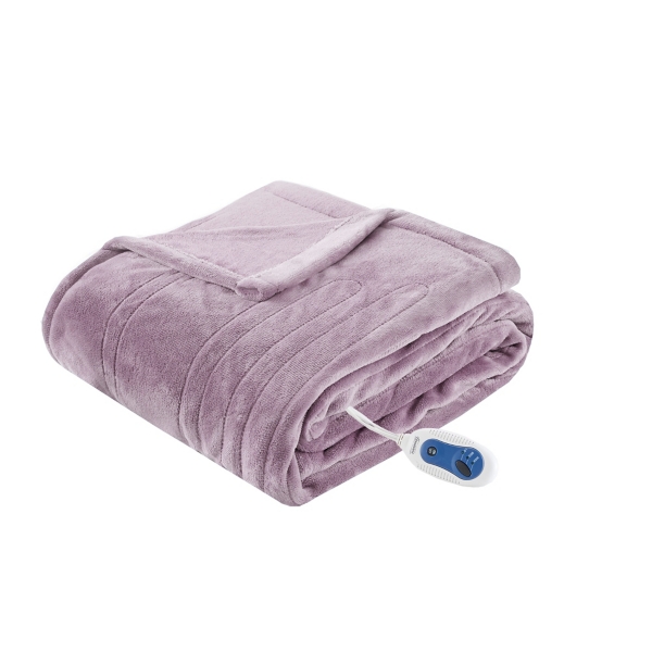 Beautyrest Purple Heated Plush Throw