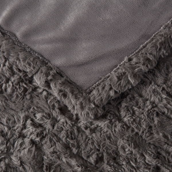 Beautyrest Gray Heated Oversized Faux Fur Throw