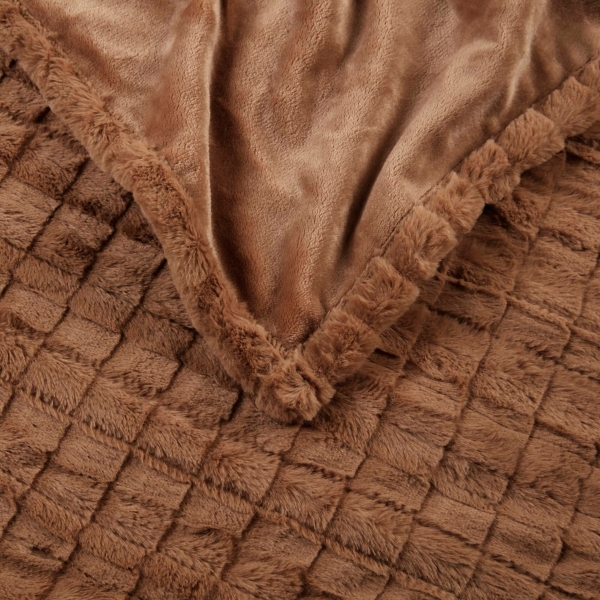Beautyrest Marselle Brown Heated Faux Fur Throw