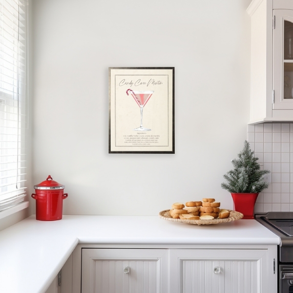 Candy Cane Martini Pewter Framed Art Print