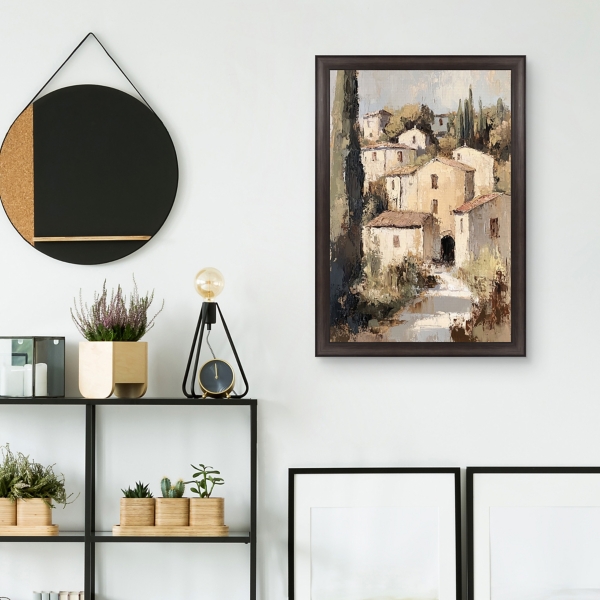 Stacked Village Framed Canvas Art Print