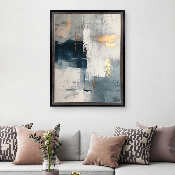 Touched by Blue Framed Canvas Art Print