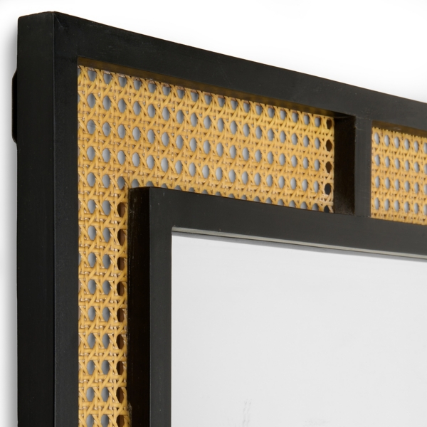 Nora Black and Tan Rattan Wall Mirror