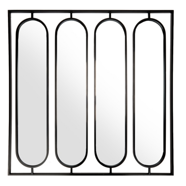 Annika Black Metal Oval Panel Wall Mirror