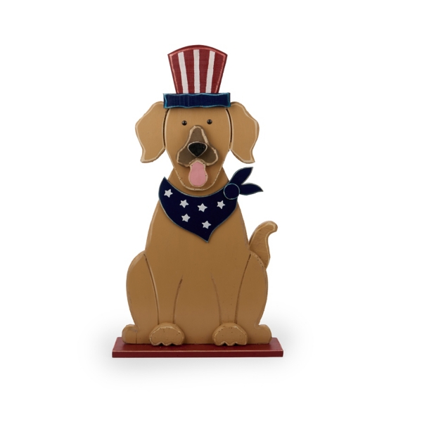 Patriotic Dog with Bandana Porch Statue