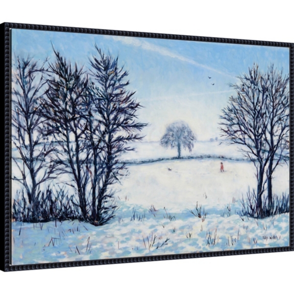 A Snowy Winters Walk Framed Canvas Art Print