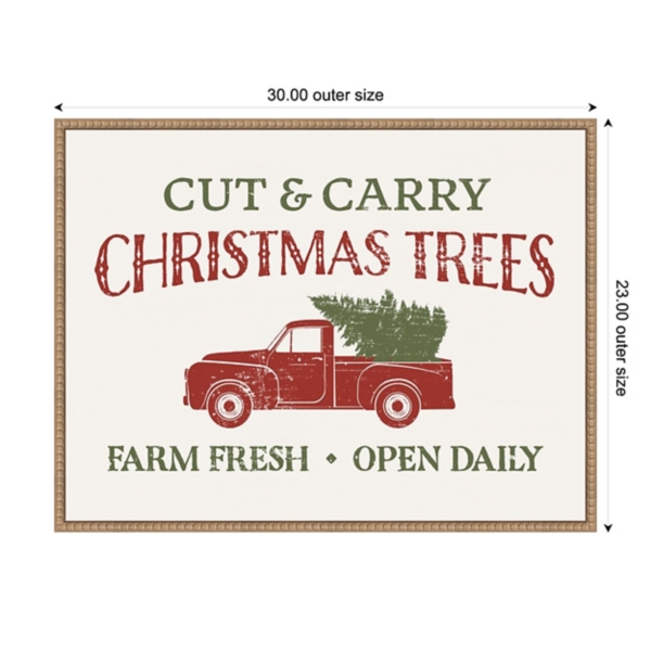 Christmas Farm Sign II Brown Framed Canvas Art