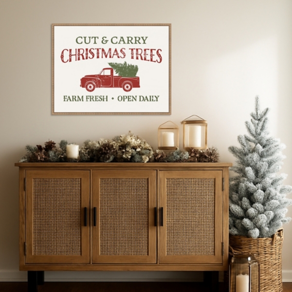 Christmas Farm Sign II Brown Framed Canvas Art
