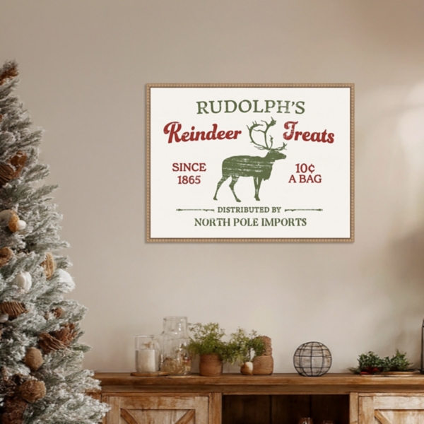 Christmas Farm Sign IV Framed Canvas Art Print