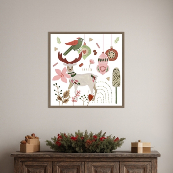 Reindeer Wishes Framed Canvas Art Print