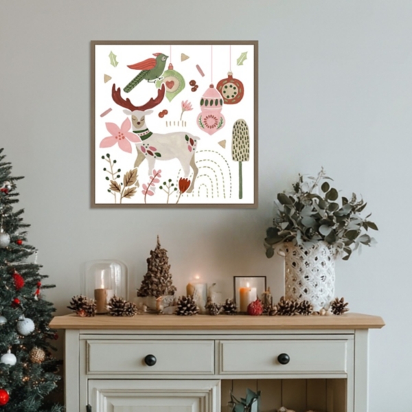 Reindeer Wishes Framed Canvas Art Print