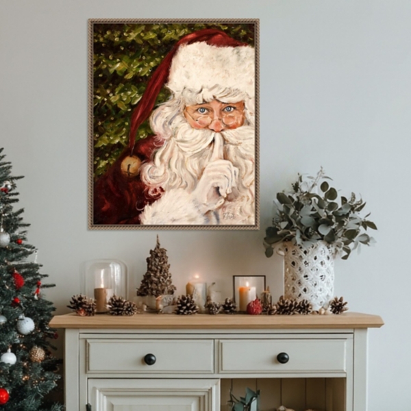 Secret Santa Framed Canvas Art Print