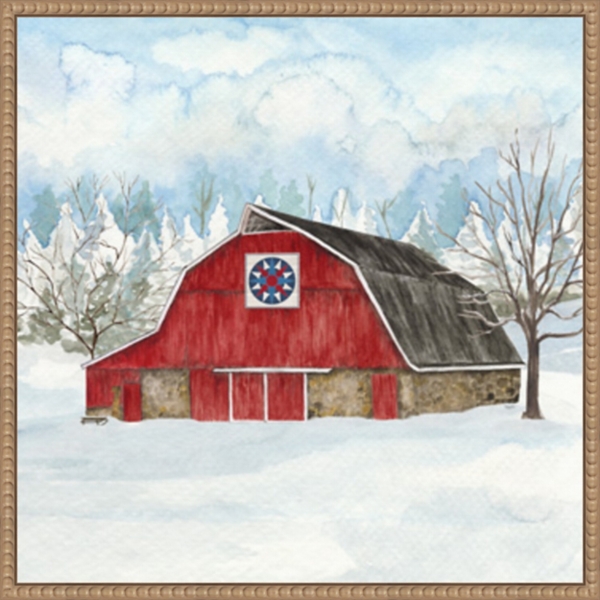 Winter Barn Quilt IV Framed Canvas Art Print