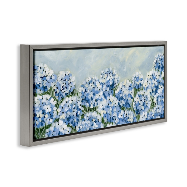 Blue Hydrangeas Silver Framed Canvas Print