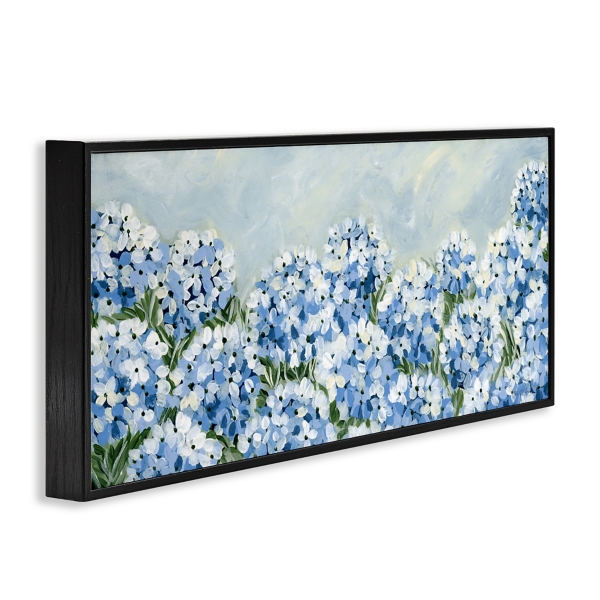 Blue Hydrangea Meadow Black Framed Print