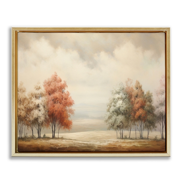 Autumn Trees Gold Framed Canvas Art Print