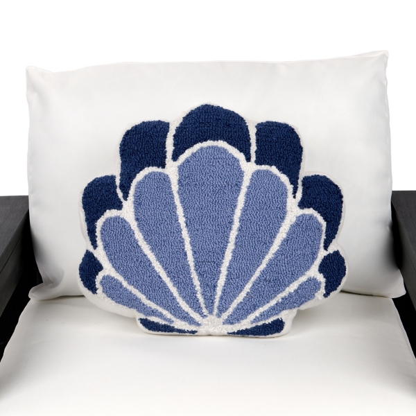 Blue Seashell Shaped Outdoor Pillow