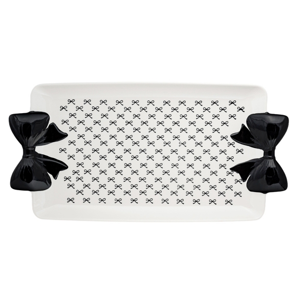 Black and White Large Bow Serving Trays, Set of 2