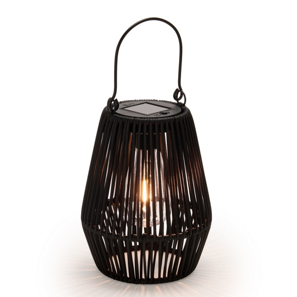 Faux Rattan Hanging Solar Lantern