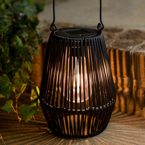 Faux Rattan Hanging Solar Lantern