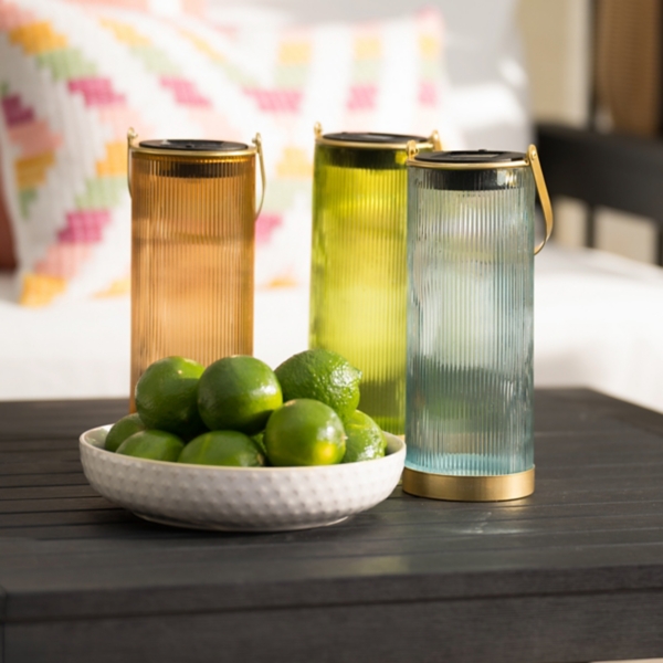 Bronze Glass Solar Lantern