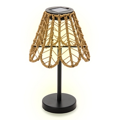 Black Rattan & Metal Solar Lamp | Kirklands Home