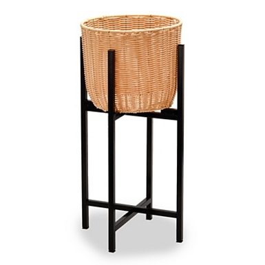 Woven Rattan Planters with Metal Stands, Set of 2 | Kirklands Home