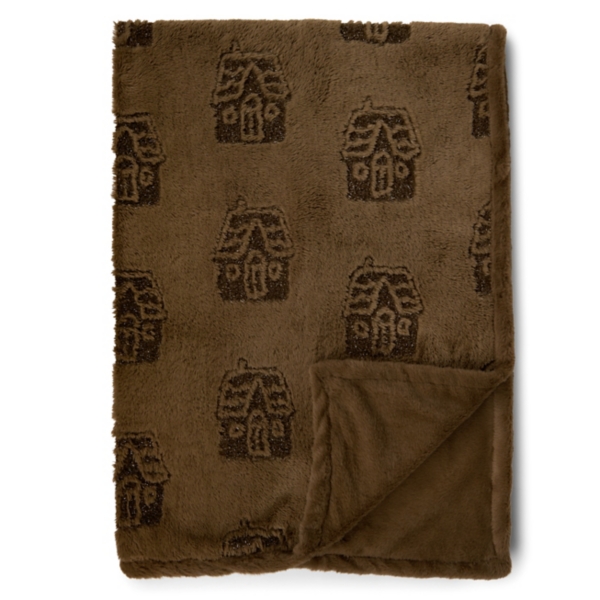 Mocha Debossed Tinsel House Faux Fur Throw