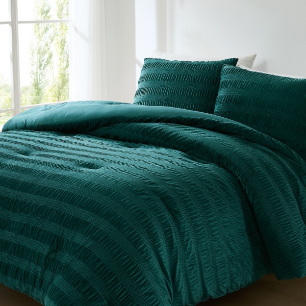 Teal Ruched Stripe 3-pc. Full/Queen Comforter Set