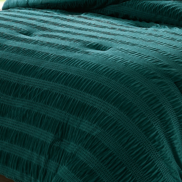 Teal Ruched Stripe 3-pc. Full/Queen Comforter Set