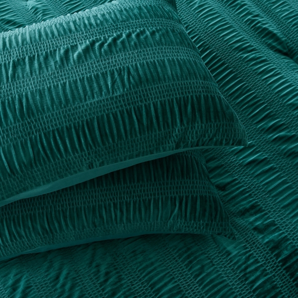 Teal Ruched Stripe 3-pc. Full/Queen Comforter Set